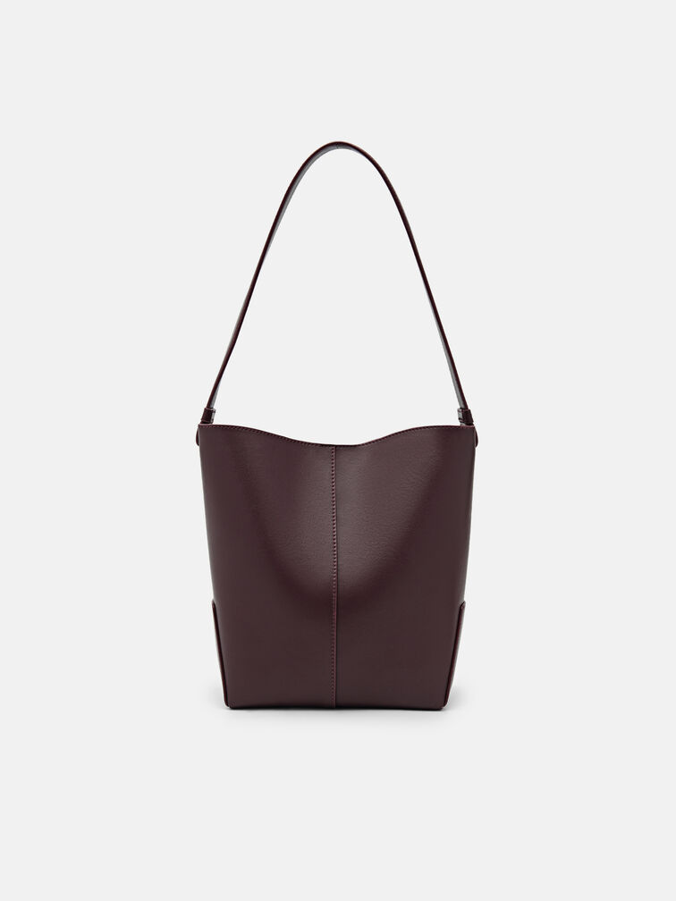Leather Hobo Bag, Wine