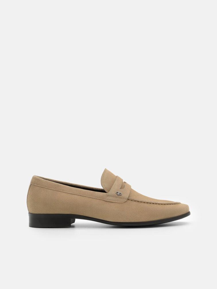 Suede Penny Loafers, Sand