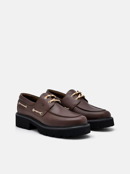 Zoya Leather Boat Shoes, Dark Brown