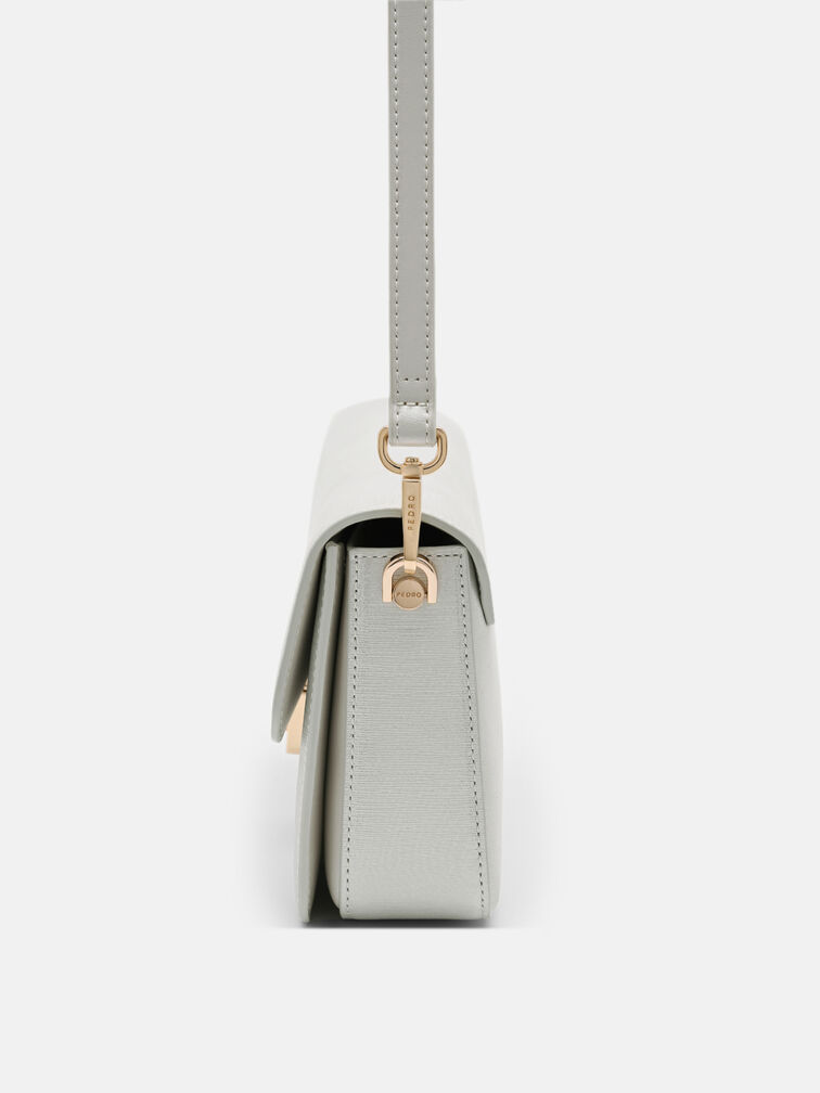 Cameo Leather Shoulder Bag, Silver