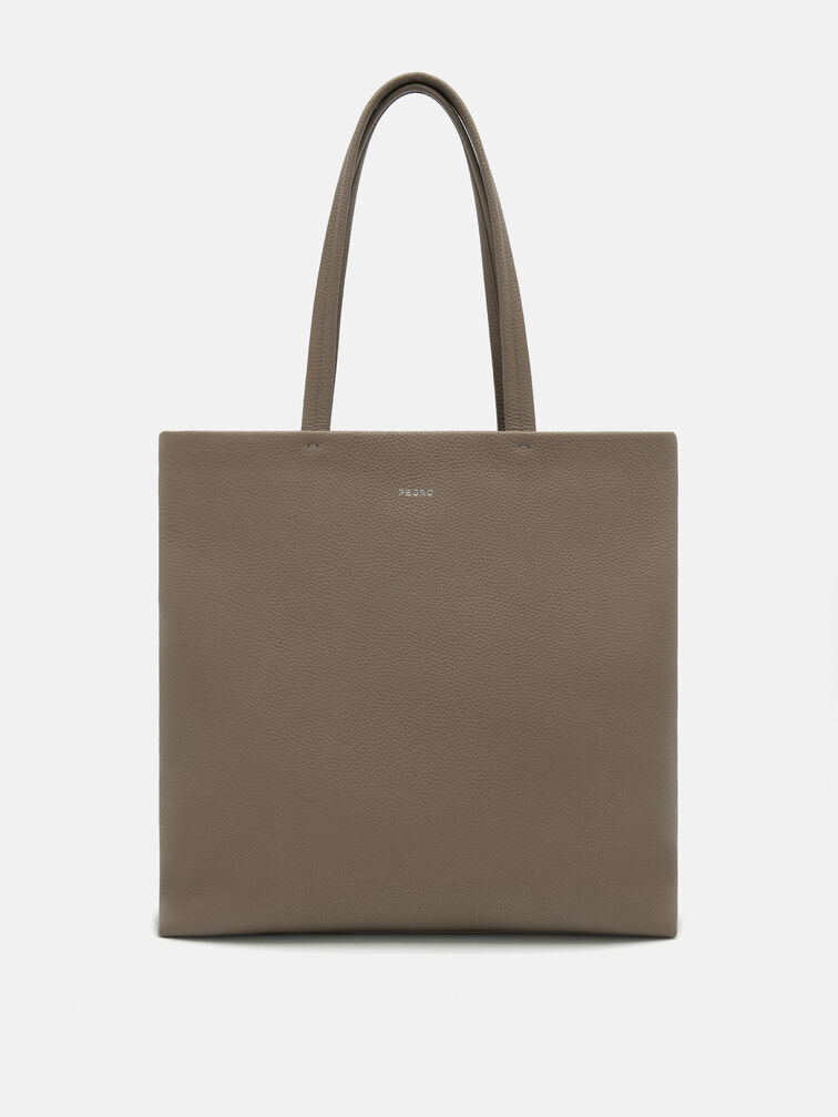 Asher Leather Tote Bag, Dark Taupe