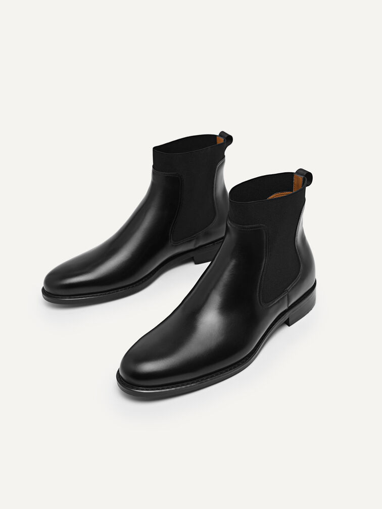 Leather Chelsea Boots, Black