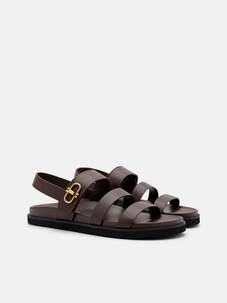 Sienna Leather Slingback Sandals, Dark Brown
