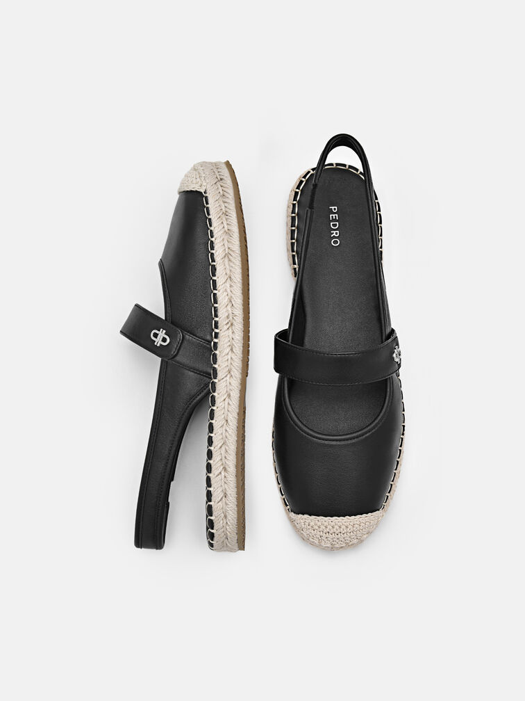 Leather Slingback Loafers, Black