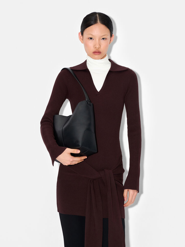 Leather Hobo Bag, Black
