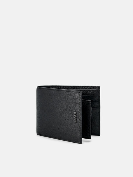Embossed Leather Bi-Fold Wallet with Insert, Black