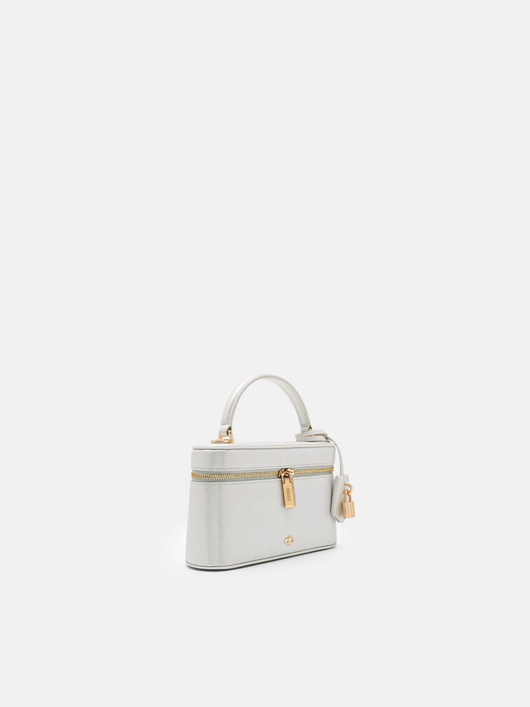 Ari Leather Shoulder Bag, Silver