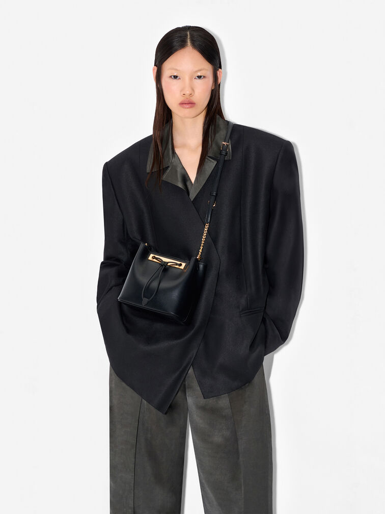Panelled Bucket Bag, Black