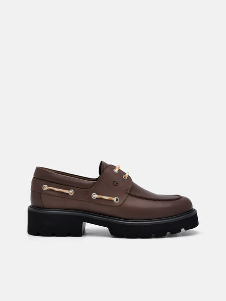 Zoya Leather Boat Shoes, Dark Brown