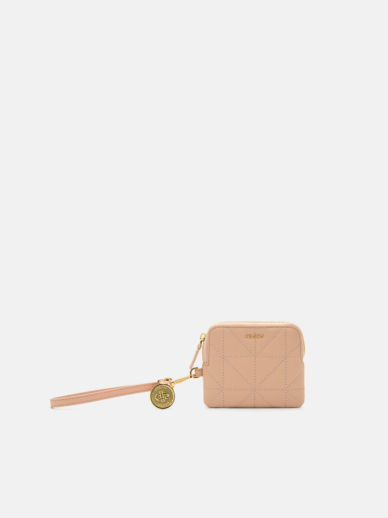Quilted Wristlet Pouch, Nude