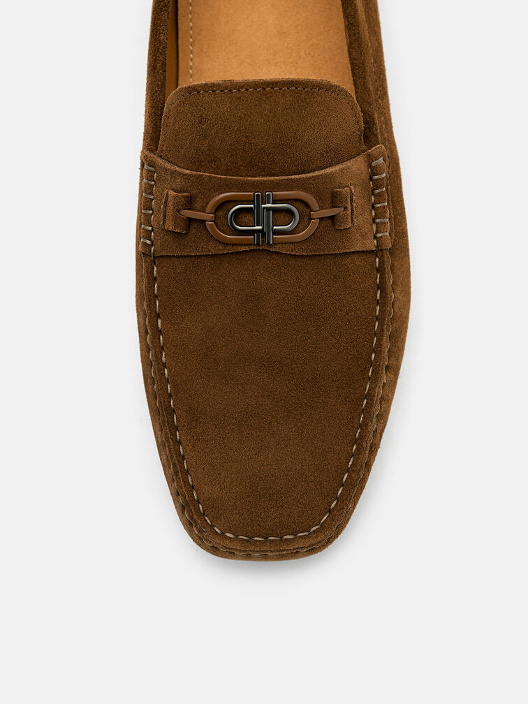 Suede Horsebit Driving Shoes, Brown
