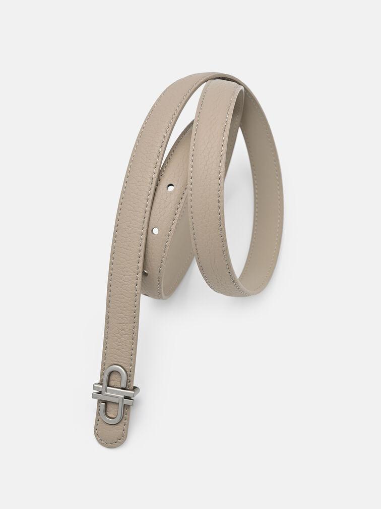 PEDRO Leather Tang Belt, Light Taupe Tumble