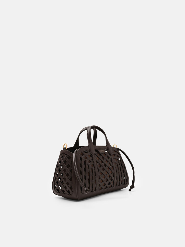 Orion Woven Tote Bag, Dark Brown
