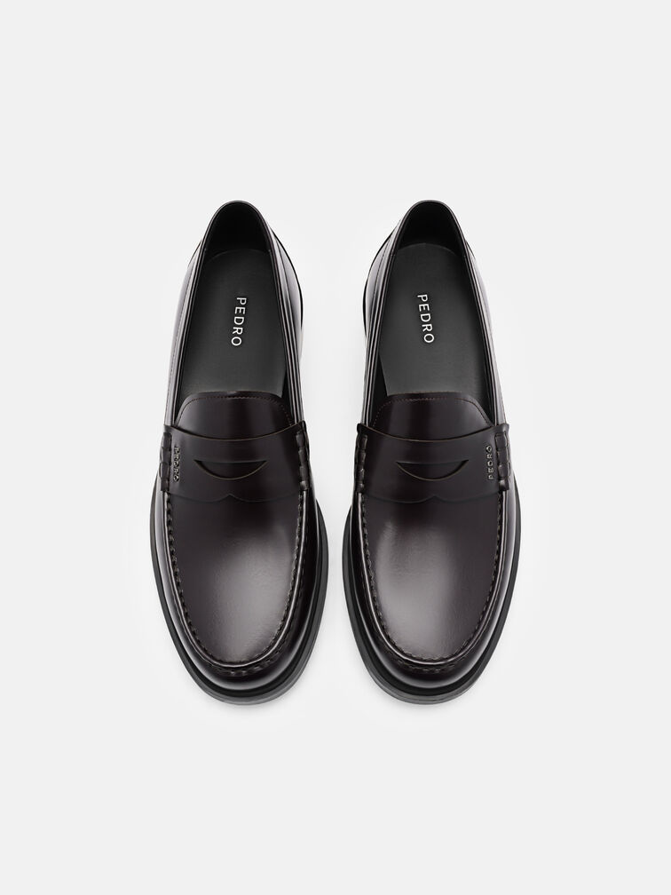 Kieran Leather Penny Loafers, Mahogany