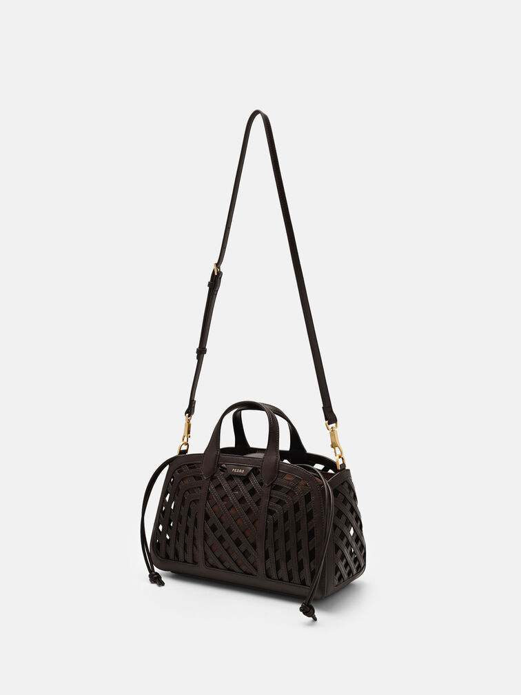 Orion Woven Tote Bag, Dark Brown
