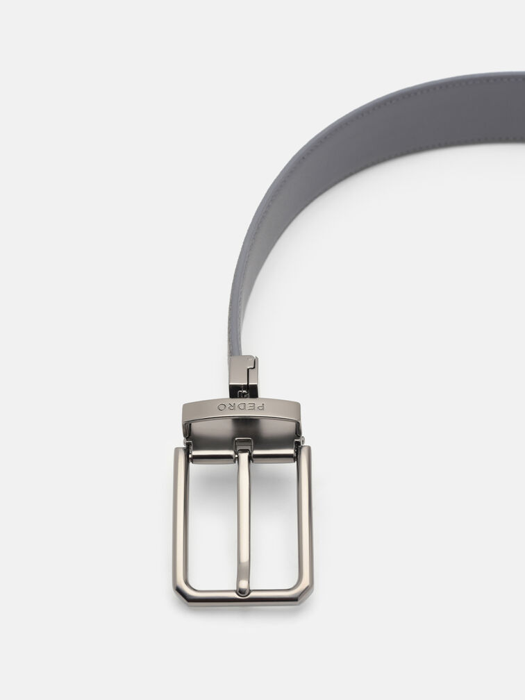 Suede Reversible Pin Belt, Grey