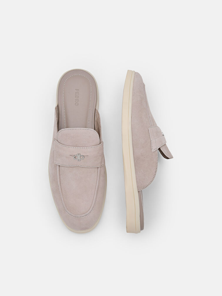Roam Suede Mules, Light Grey