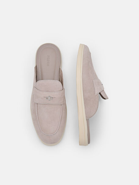 Roam Suede Mules, Light Grey