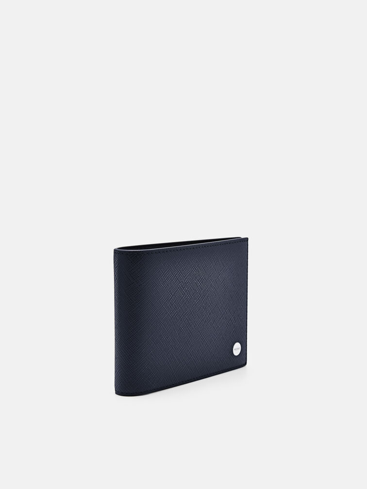Oliver Leather Bi-Fold Wallet with Insert, Navy