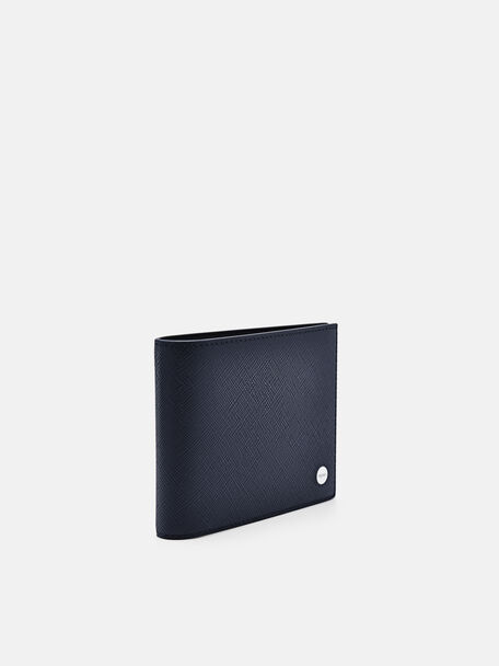 Oliver Leather Bi-Fold Wallet with Insert, Navy