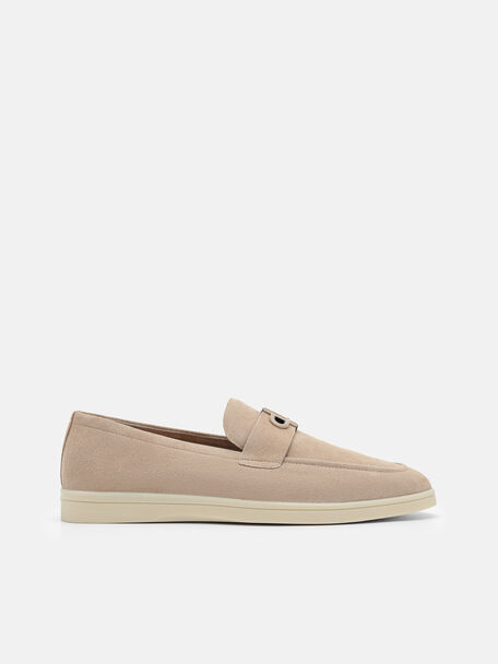 Suede Loafers, Taupe