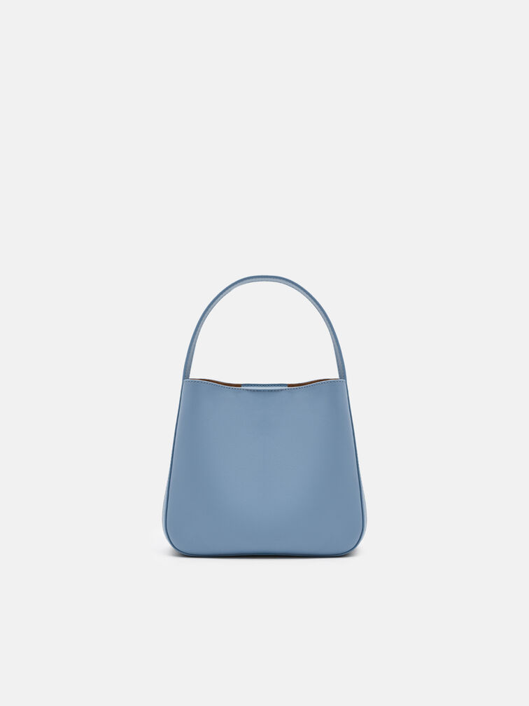 Dana Leather Bucket Bag, Slate Blue