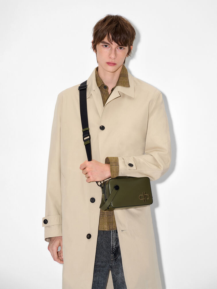 Leather Sling Bag, Military Green