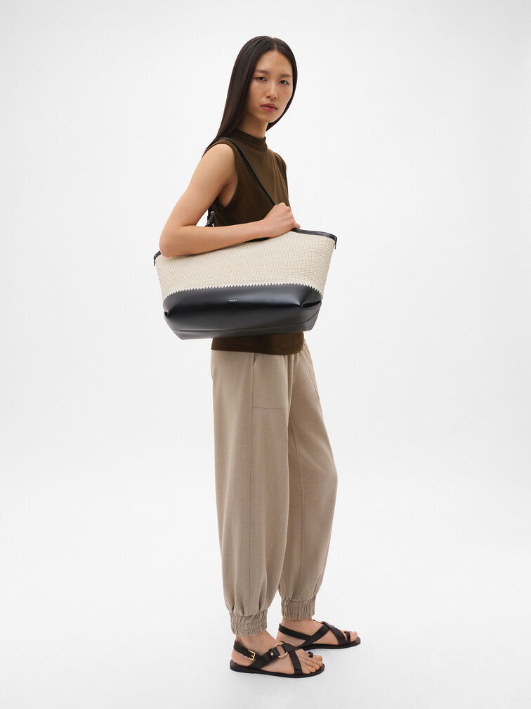 Melka Raffia Oversized Tote Bag, Chalk Raffia