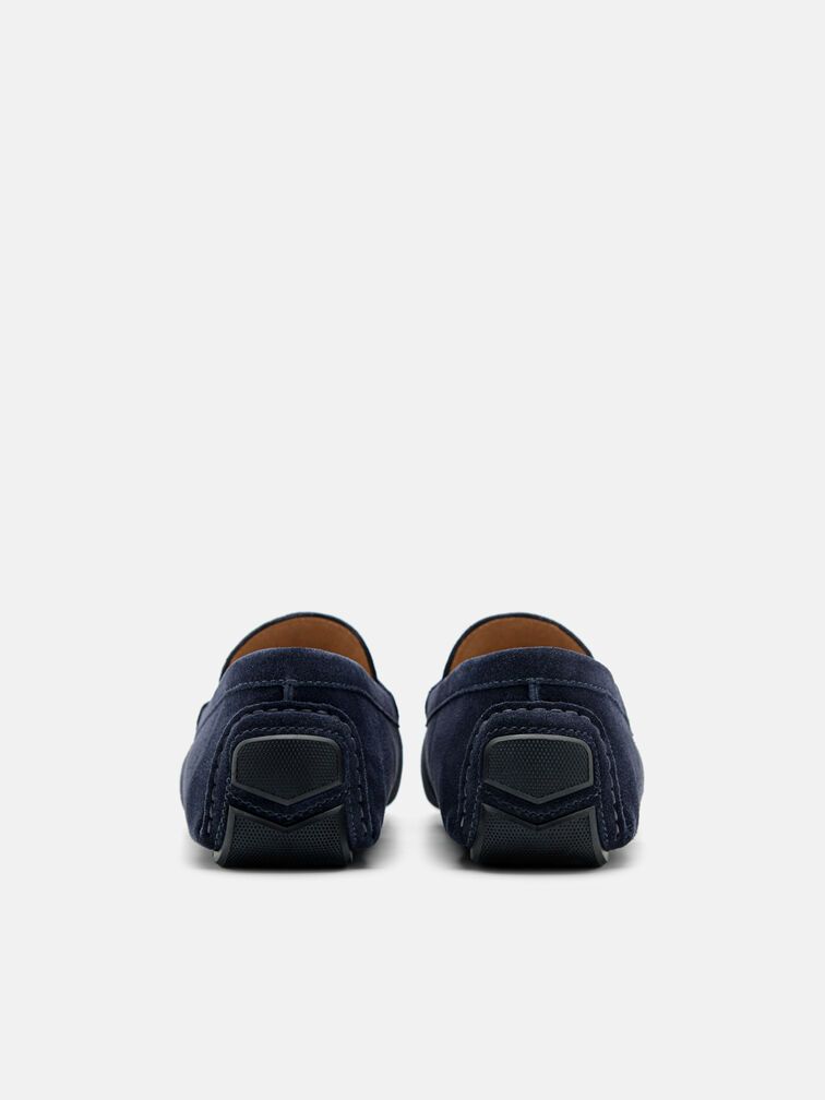 Suede Horsebit Driving Shoes, Navy