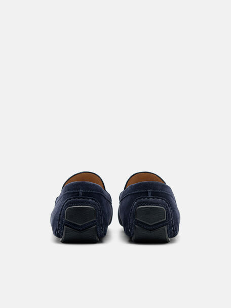 Suede Horsebit Driving Shoes, Navy
