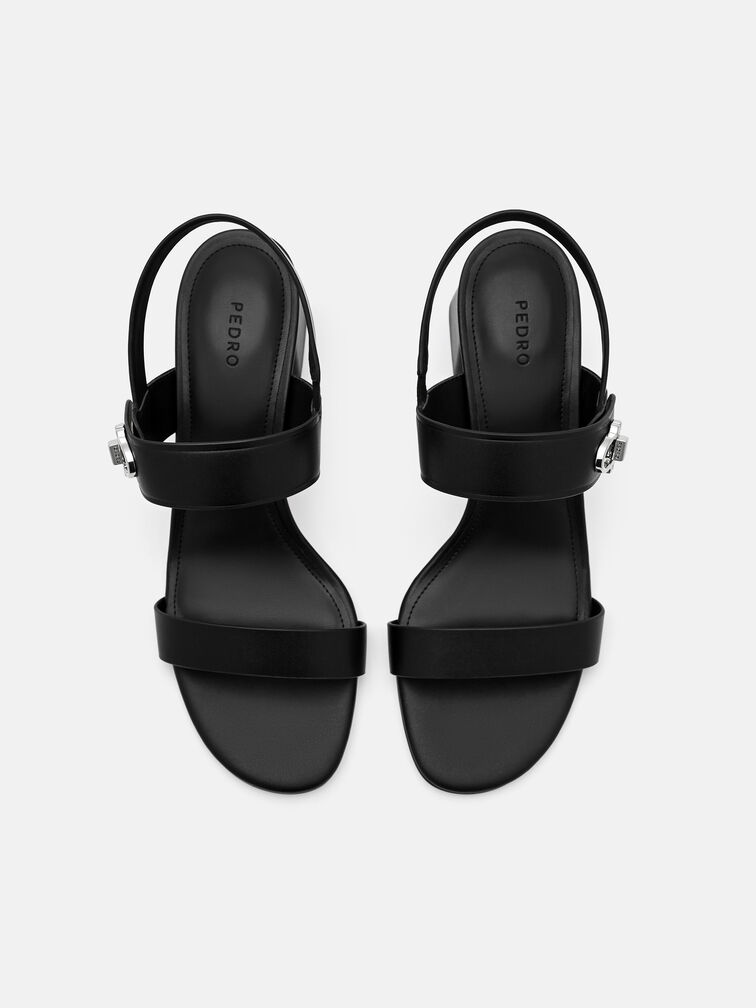 Sienna Leather Heel Sandals, Black
