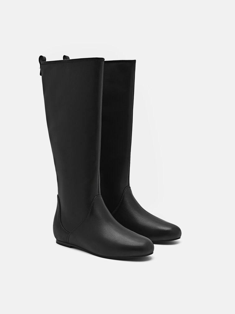 Demi Leather Knee Boots, Black