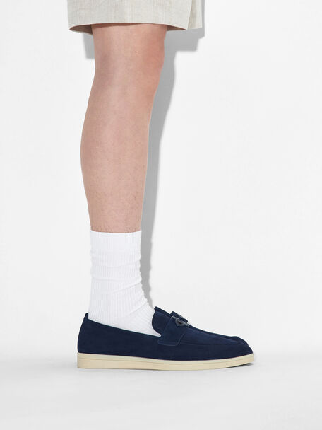 Suede Loafers, Navy