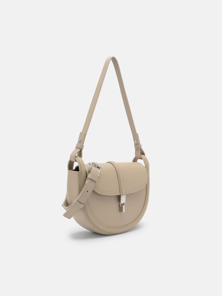 Hitch Leather Shoulder Bag, Light Taupe