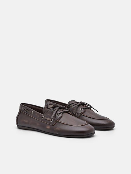Dee Leather Boat Shoes, Brown
