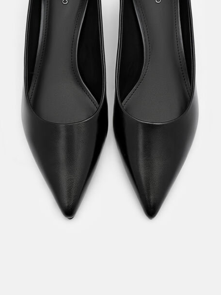 Lia Leather Heel Pumps, Black