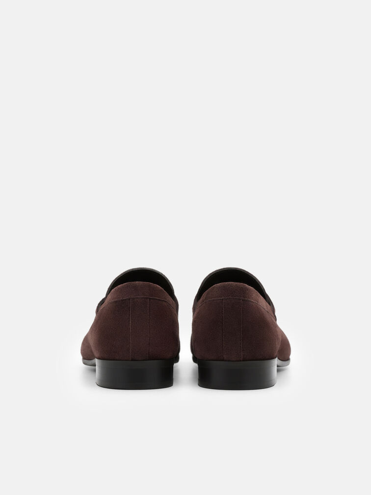 Suede Penny Loafers, Dark Brown