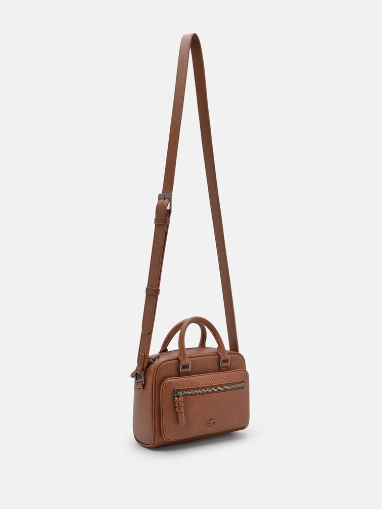 Crosby Crossbody Bag, Cognac Embossed
