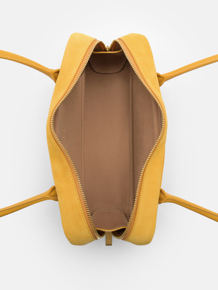 Caddie Suede Bowling Bag, Yellow