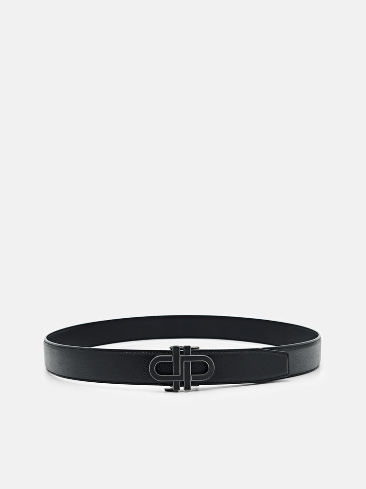 Saffiano Leather Automatic Belt, Black
