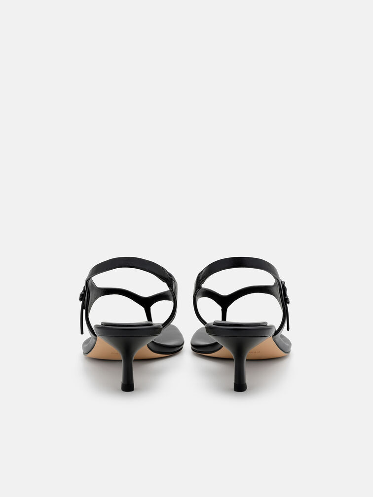 Eny Leather Heel Sandals, Black