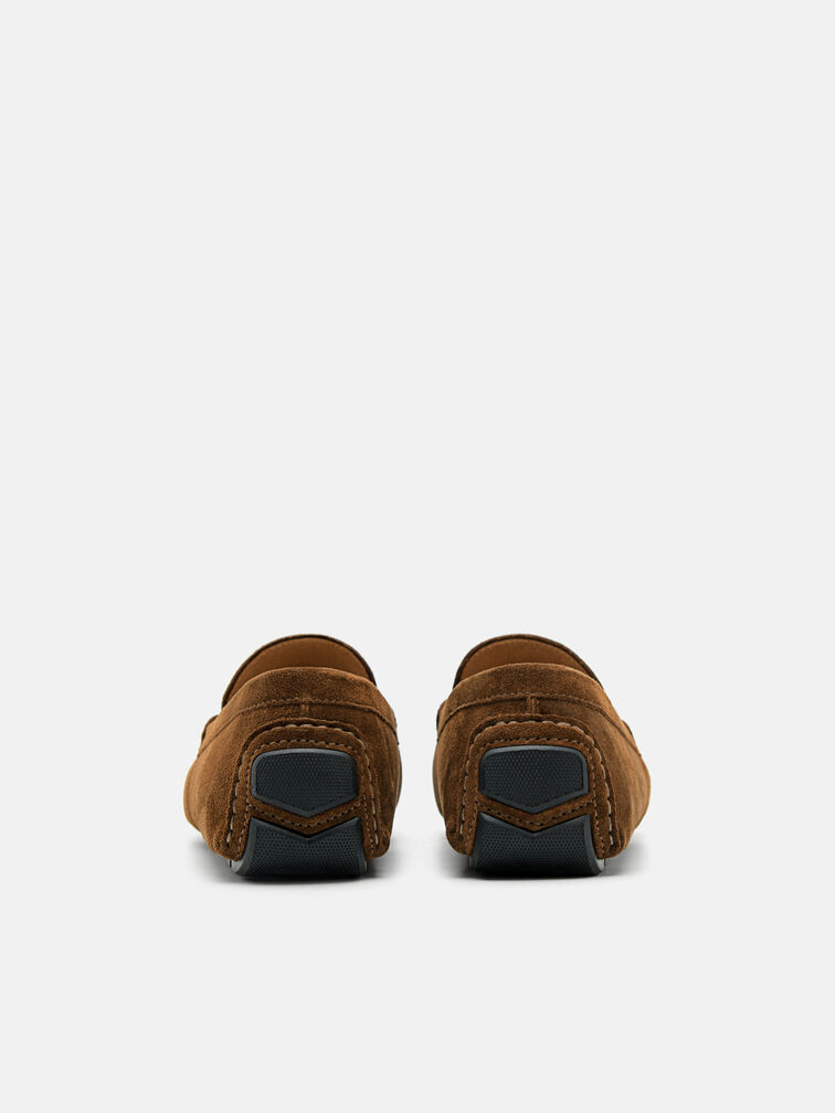 Suede Horsebit Driving Shoes, Brown