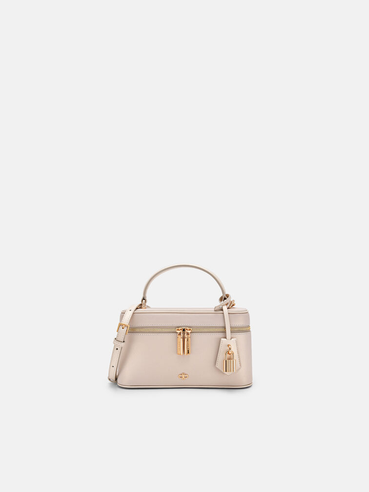 Ari Leather Shoulder Bag, Champagne