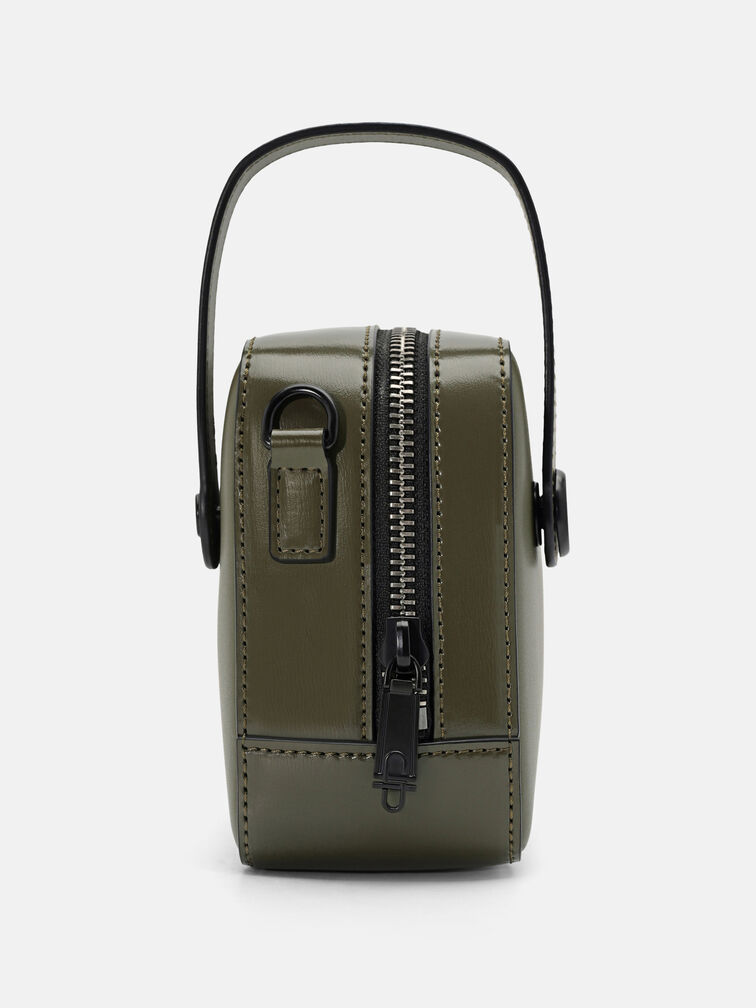 Leather Sling Bag, Military Green