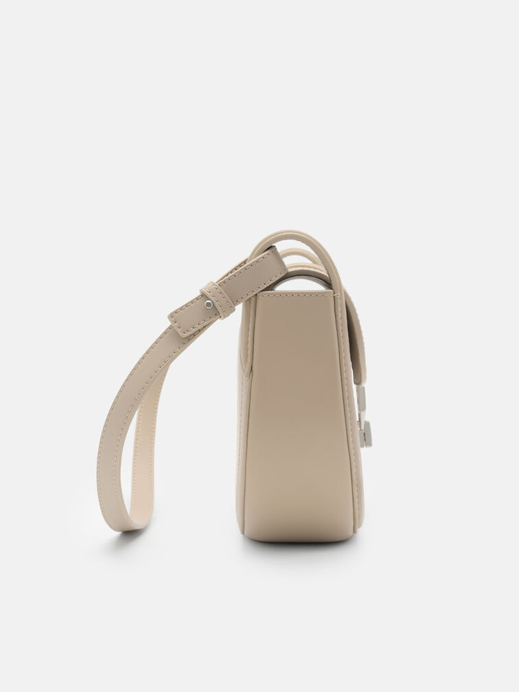 Hitch Leather Shoulder Bag, Light Taupe