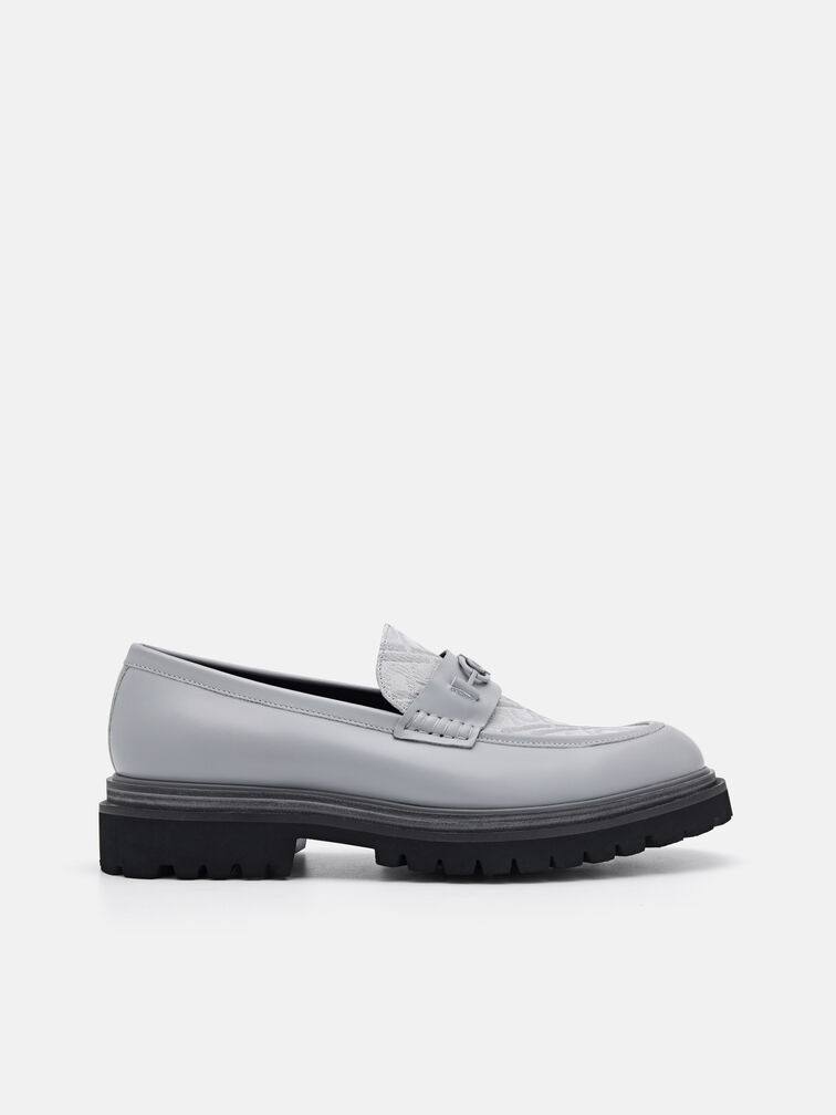 Leather Loafers, Grey