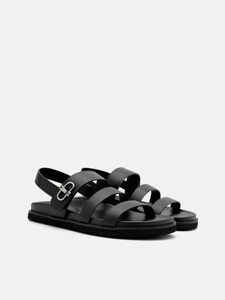 Sienna Leather Slingback Sandals, Black