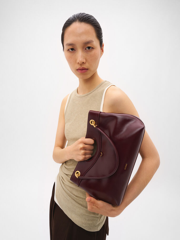 Cassier Shoulder Bag, Wine Wrinkled