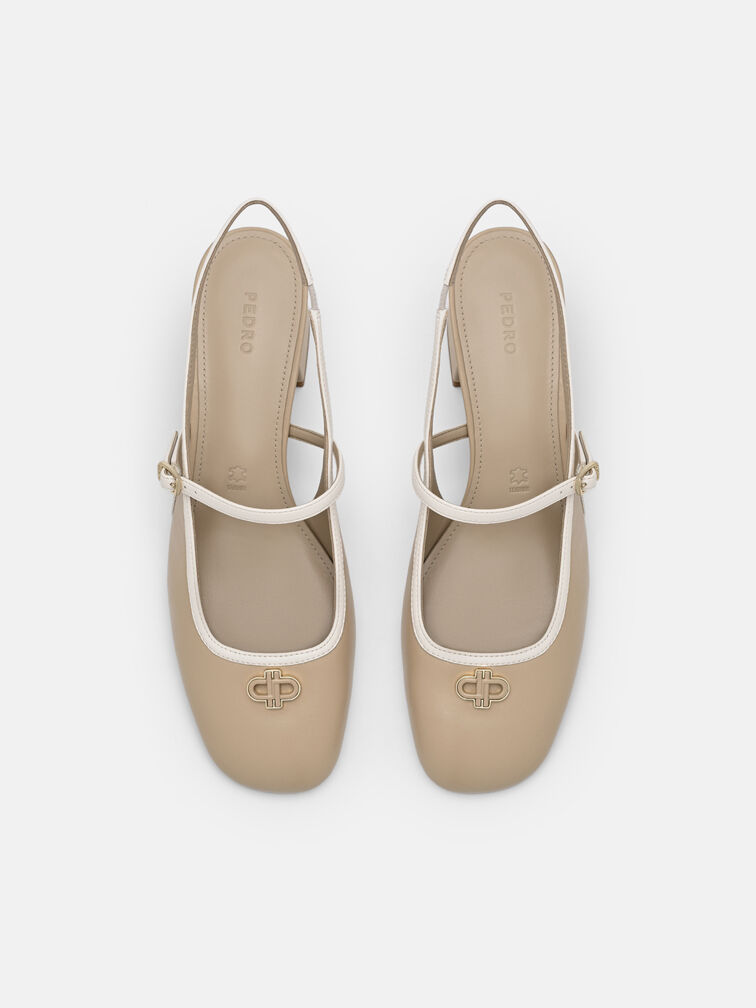 Slingback Heel Pumps, Nude