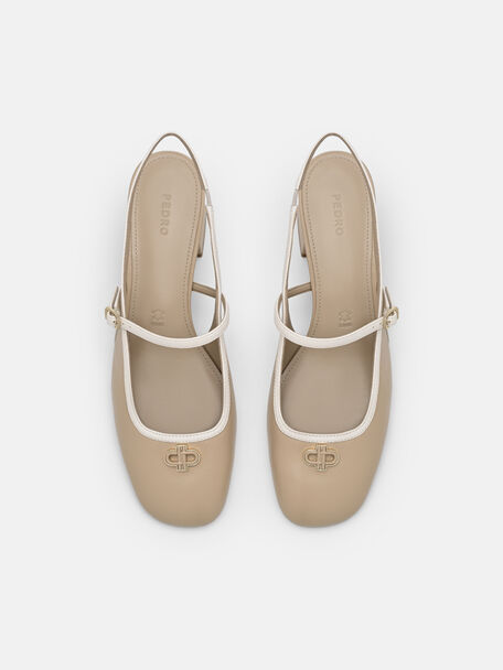 Slingback Heel Pumps, Nude